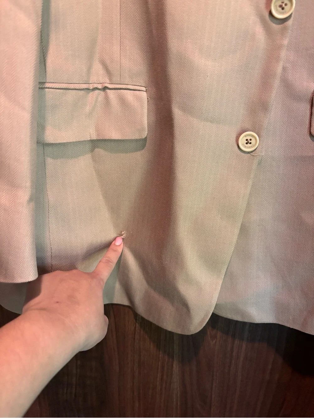 Daniel Cremieux Blazer Suit Jacket 42R Beige Tan Designed in France Wool Blend